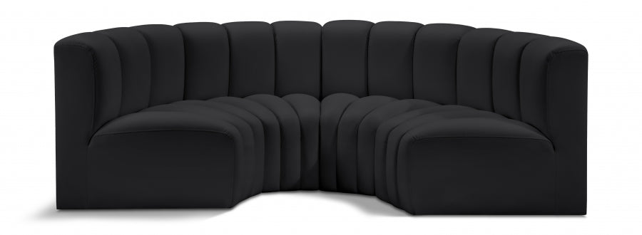 Meridian Furniture - Arc Vegan Leather 4 Piece Sectional in Black - 101Black-S4C - GreatFurnitureDeal