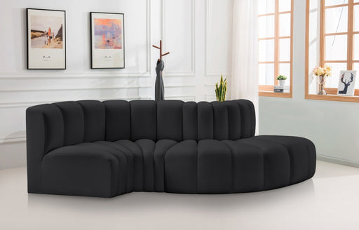 Meridian Furniture - Arc Vegan Leather 4 Piece Sectional in Black - 101Black-S4D - GreatFurnitureDeal