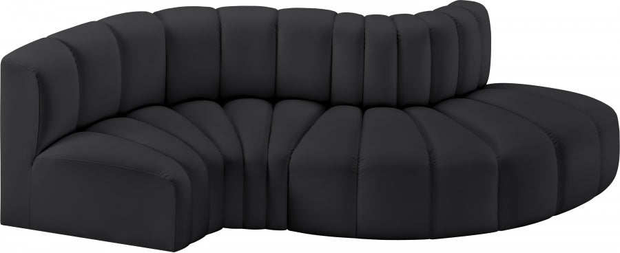 Meridian Furniture - Arc Vegan Leather 4 Piece Sectional in Black - 101Black-S4D - GreatFurnitureDeal