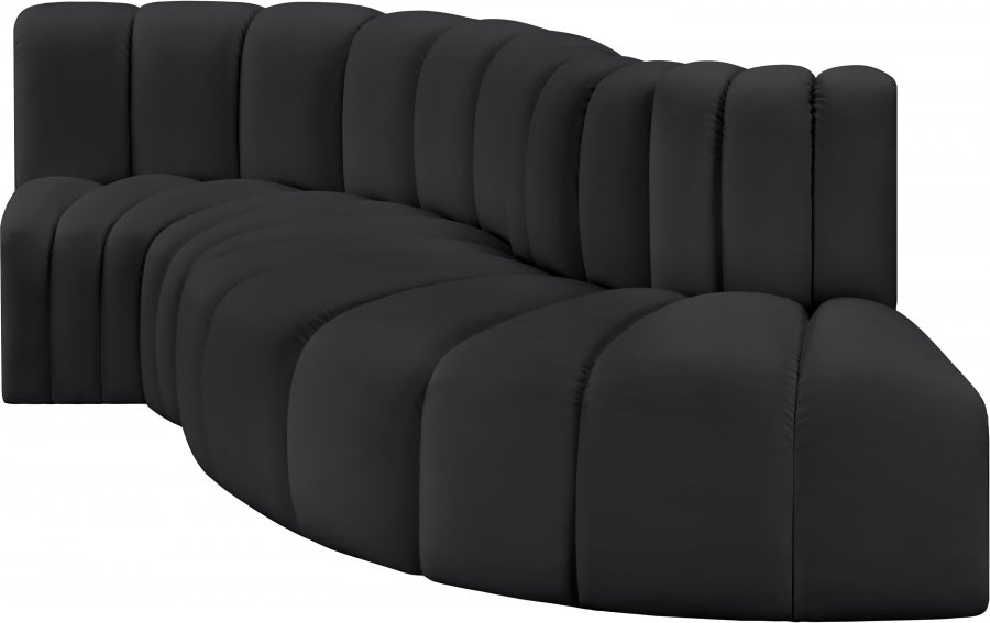 Meridian Furniture - Arc Vegan Leather 4 Piece Sectional in Black - 101Black-S4D - GreatFurnitureDeal