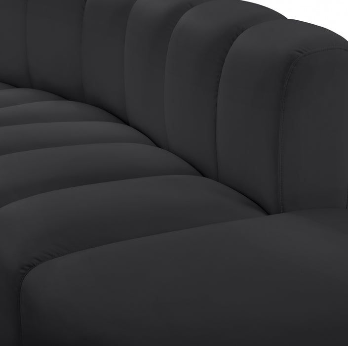 Meridian Furniture - Arc Vegan Leather 4 Piece Sectional in Black - 101Black-S4D - GreatFurnitureDeal