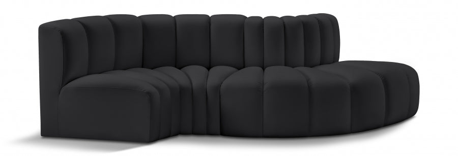 Meridian Furniture - Arc Vegan Leather 4 Piece Sectional in Black - 101Black-S4D - GreatFurnitureDeal