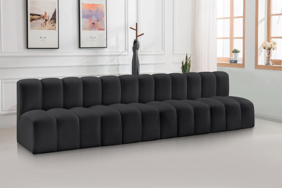 Meridian Furniture - Arc Vegan Leather 4 Piece Sectional in Black - 101Black-S4E - GreatFurnitureDeal