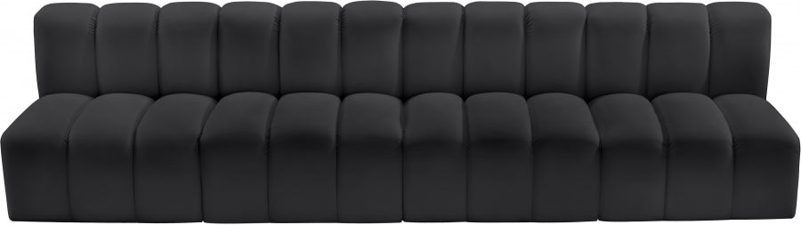 Meridian Furniture - Arc Vegan Leather 4 Piece Sectional in Black - 101Black-S4E - GreatFurnitureDeal