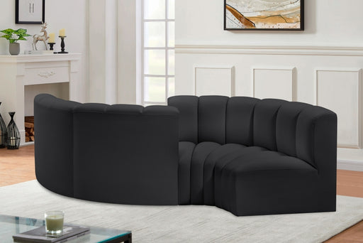 Meridian Furniture - Arc Vegan Leather 4 Piece Sectional in Black - 101Black-S4F - GreatFurnitureDeal