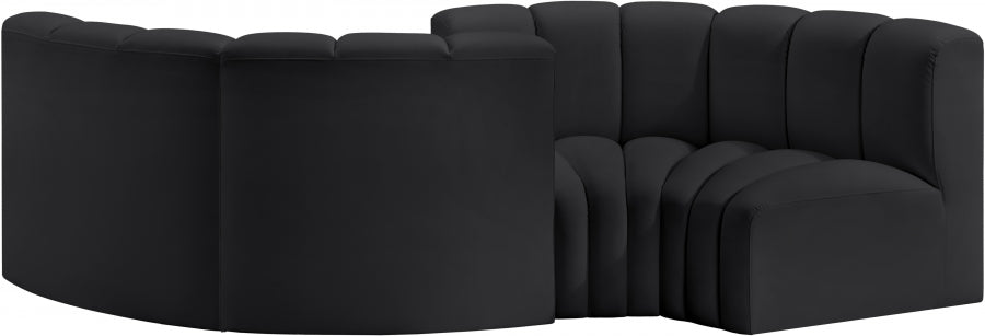 Meridian Furniture - Arc Vegan Leather 4 Piece Sectional in Black - 101Black-S4F - GreatFurnitureDeal