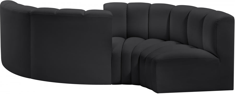 Meridian Furniture - Arc Vegan Leather 4 Piece Sectional in Black - 101Black-S4F - GreatFurnitureDeal