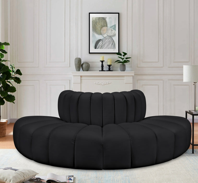 Meridian Furniture - Arc Vegan Leather 4 Piece Sectional in Black - 101Black-S4G - GreatFurnitureDeal