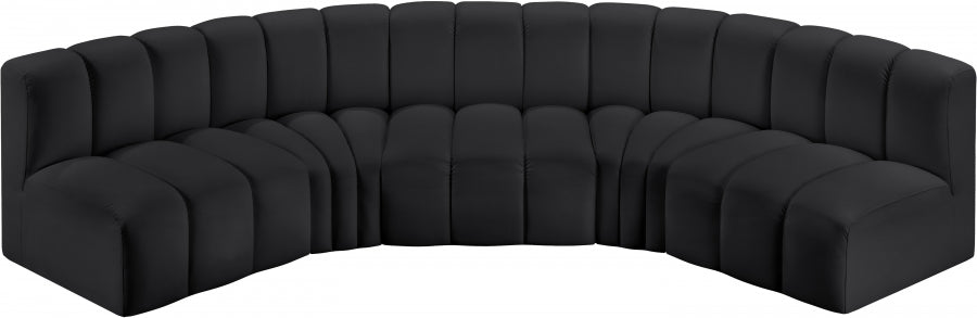 Meridian Furniture - Arc Vegan Leather 5 Piece Sectional in Black - 101Black-S5A - GreatFurnitureDeal