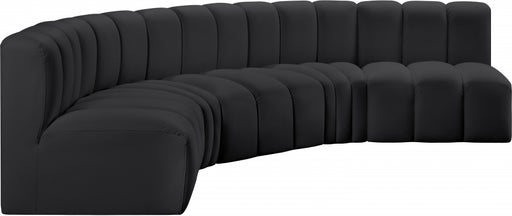 Meridian Furniture - Arc Vegan Leather 5 Piece Sectional in Black - 101Black-S5A - GreatFurnitureDeal