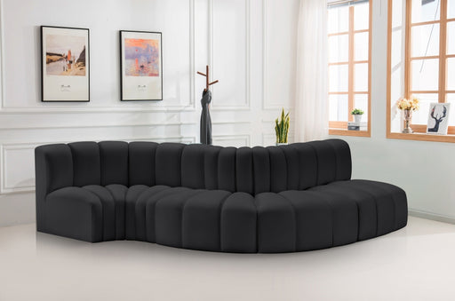 Meridian Furniture - Arc Vegan Leather 5 Piece Sectional in Black - 101Black-S5B - GreatFurnitureDeal