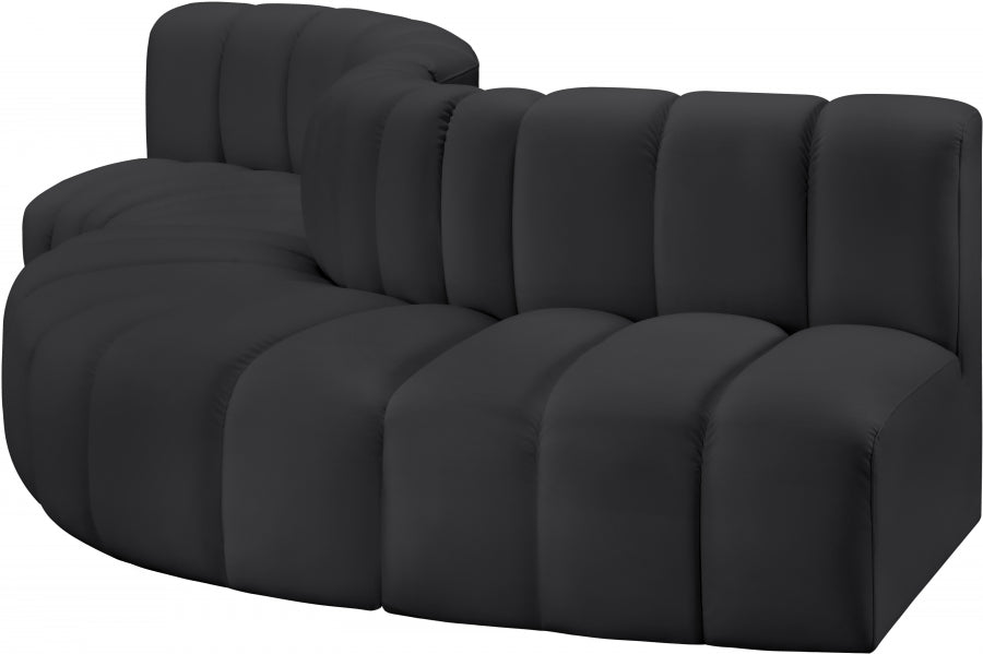 Meridian Furniture - Arc Vegan Leather 5 Piece Sectional in Black - 101Black-S5B - GreatFurnitureDeal