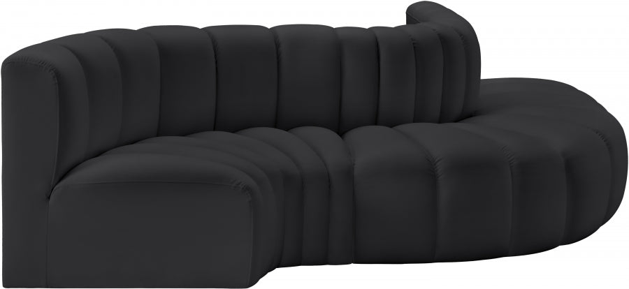 Meridian Furniture - Arc Vegan Leather 5 Piece Sectional in Black - 101Black-S5B - GreatFurnitureDeal