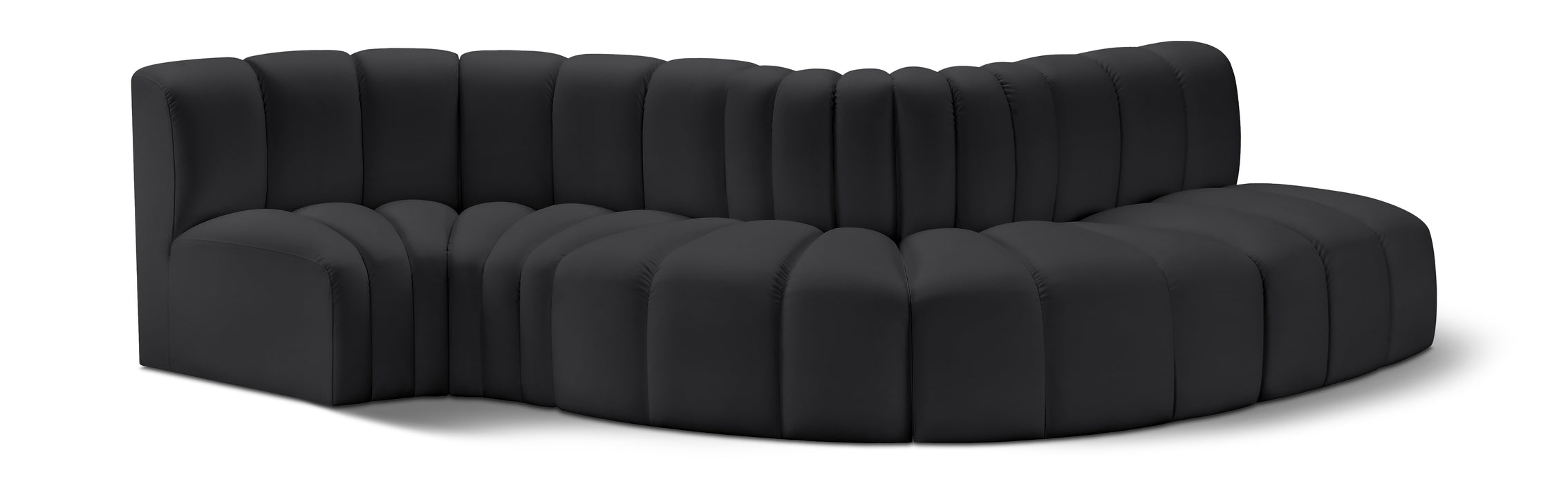 Meridian Furniture - Arc Vegan Leather 5 Piece Sectional in Black - 101Black-S5B - GreatFurnitureDeal