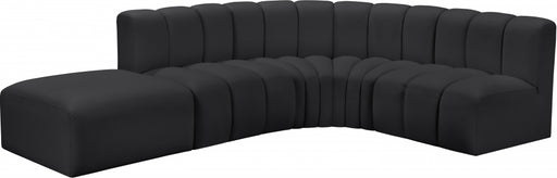 Meridian Furniture - Arc Vegan Leather 5 Piece Sectional in Black - 101Black-S5C - GreatFurnitureDeal