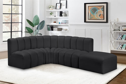 Meridian Furniture - Arc Vegan Leather 5 Piece Sectional in Black - 101Black-S5C - GreatFurnitureDeal