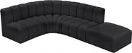 Meridian Furniture - Arc Vegan Leather 5 Piece Sectional in Black - 101Black-S5C - GreatFurnitureDeal