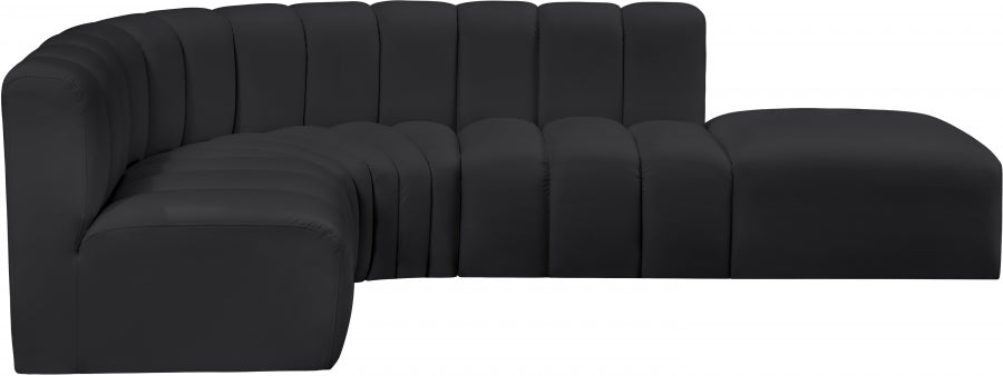 Meridian Furniture - Arc Vegan Leather 5 Piece Sectional in Black - 101Black-S5C - GreatFurnitureDeal