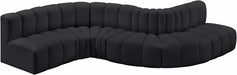 Meridian Furniture - Arc Vegan Leather 6 Piece Sectional in Black - 101Black-S6A - GreatFurnitureDeal