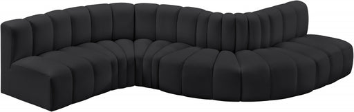 Meridian Furniture - Arc Vegan Leather 6 Piece Sectional in Black - 101Black-S6A - GreatFurnitureDeal