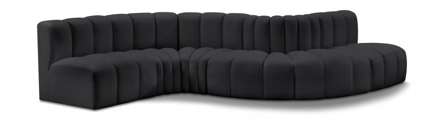 Meridian Furniture - Arc Vegan Leather 6 Piece Sectional in Black - 101Black-S6A - GreatFurnitureDeal