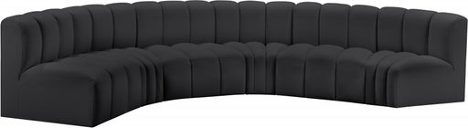 Meridian Furniture - Arc Vegan Leather 6 Piece Sectional in Black - 101Black-S6B - GreatFurnitureDeal