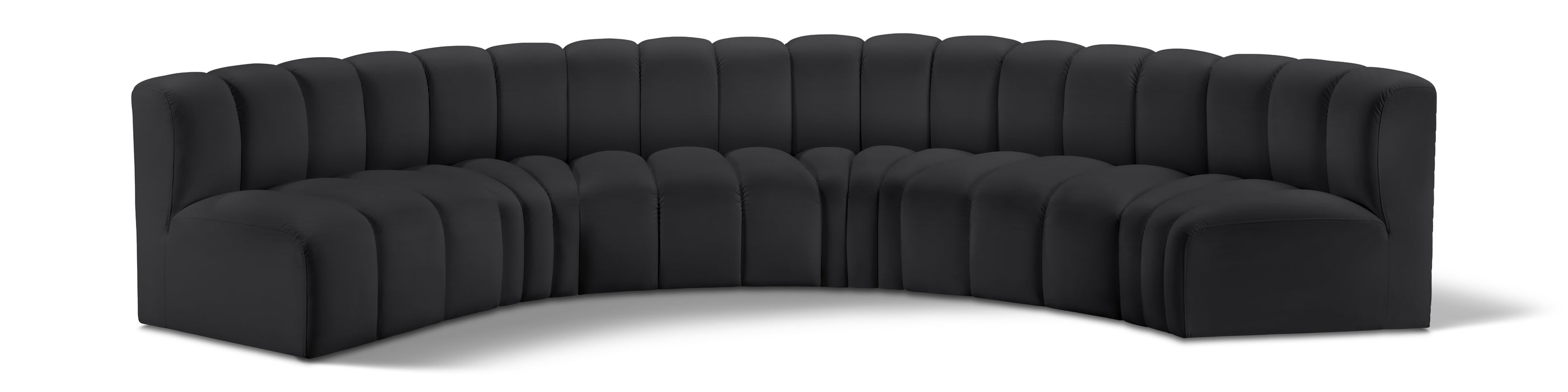 Meridian Furniture - Arc Vegan Leather 6 Piece Sectional in Black - 101Black-S6B - GreatFurnitureDeal