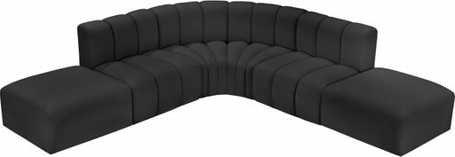 Meridian Furniture - Arc Vegan Leather 6 Piece Sectional in Black - 101Black-S6C - GreatFurnitureDeal