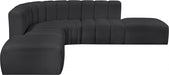 Meridian Furniture - Arc Vegan Leather 6 Piece Sectional in Black - 101Black-S6C - GreatFurnitureDeal