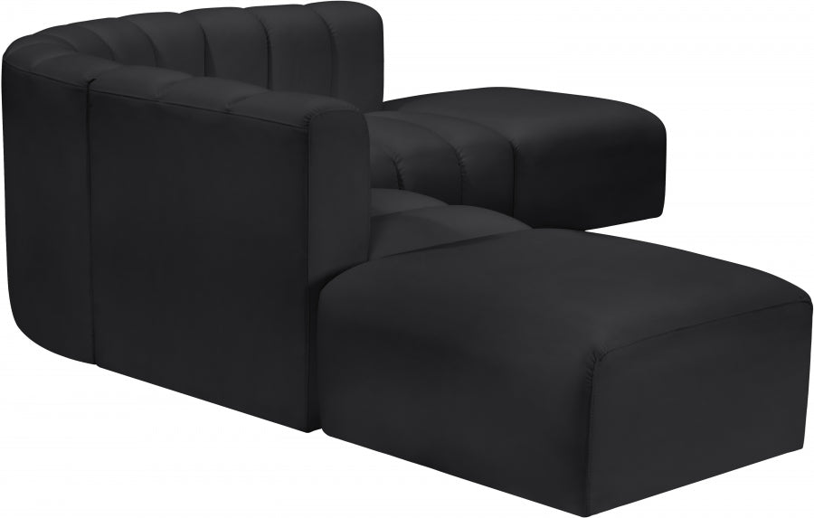 Meridian Furniture - Arc Vegan Leather 6 Piece Sectional in Black - 101Black-S6C - GreatFurnitureDeal