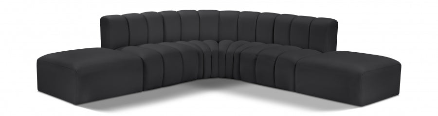 Meridian Furniture - Arc Vegan Leather 6 Piece Sectional in Black - 101Black-S6C - GreatFurnitureDeal