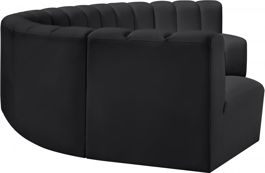 Meridian Furniture - Arc Vegan Leather 7 Piece Sectional in Black - 101Black-S7B - GreatFurnitureDeal