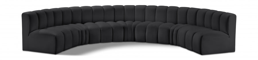 Meridian Furniture - Arc Vegan Leather 7 Piece Sectional in Black - 101Black-S7B - GreatFurnitureDeal