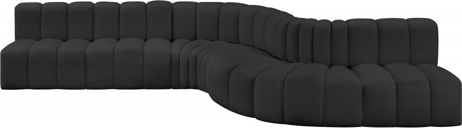 Meridian Furniture - Arc Vegan Leather 7 Piece Sectional in Black - 101Black-S7C - GreatFurnitureDeal