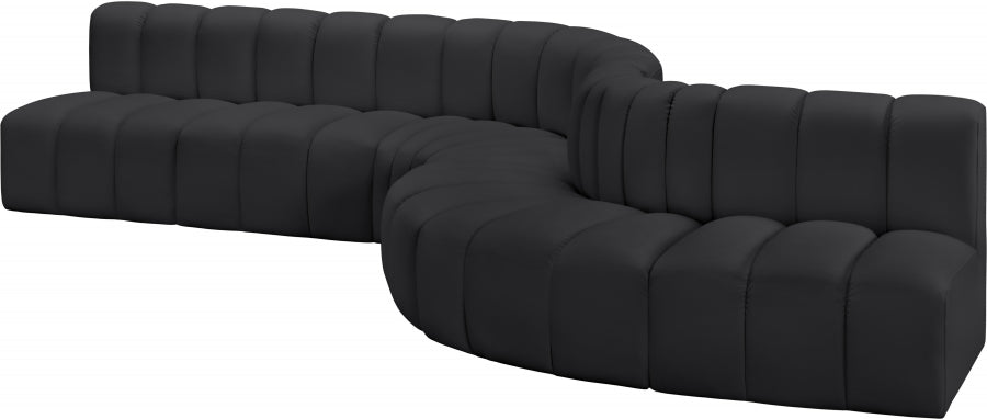 Meridian Furniture - Arc Vegan Leather 7 Piece Sectional in Black - 101Black-S7C - GreatFurnitureDeal