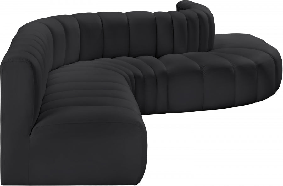 Meridian Furniture - Arc Vegan Leather 7 Piece Sectional in Black - 101Black-S7C - GreatFurnitureDeal