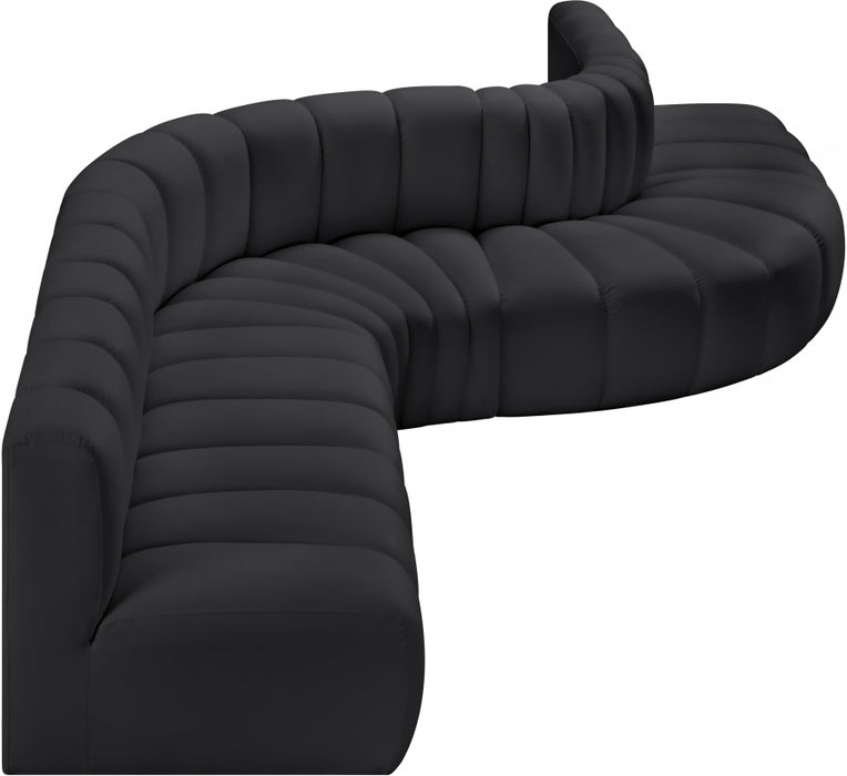 Meridian Furniture - Arc Vegan Leather 7 Piece Sectional in Black - 101Black-S7C - GreatFurnitureDeal