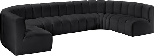 Meridian Furniture - Arc Vegan Leather 8 Piece Sectional in Black - 101Black-S8A - GreatFurnitureDeal