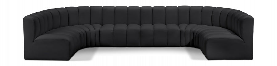 Meridian Furniture - Arc Vegan Leather 8 Piece Sectional in Black - 101Black-S8A - GreatFurnitureDeal