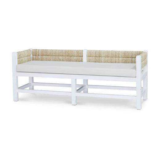 Bramble - Hunter Bench In White Harvest w/ Cushion w/ Natural Performance Fabric - BR-28049WHDSF215---- - GreatFurnitureDeal