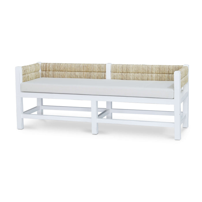 Bramble - Hunter Bench In White Harvest w/ Cushion w/ Natural Performance Fabric - BR-28049WHDSF215----