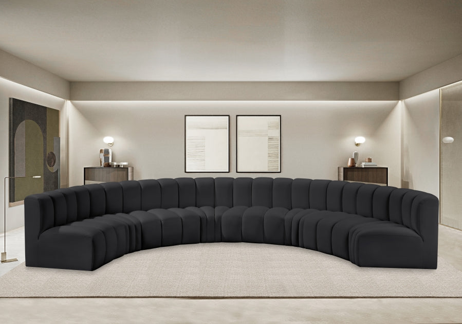 Meridian Furniture - Arc Vegan Leather 8 Piece Sectional in Black - 101Black-S8B - GreatFurnitureDeal