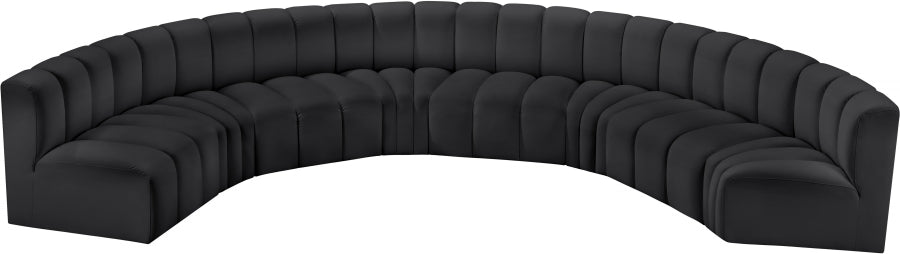 Meridian Furniture - Arc Vegan Leather 8 Piece Sectional in Black - 101Black-S8B - GreatFurnitureDeal