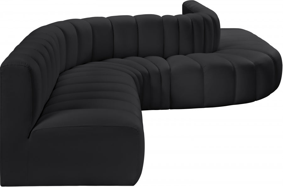 Meridian Furniture - Arc Vegan Leather 8 Piece Sectional in Black - 101Black-S8C - GreatFurnitureDeal