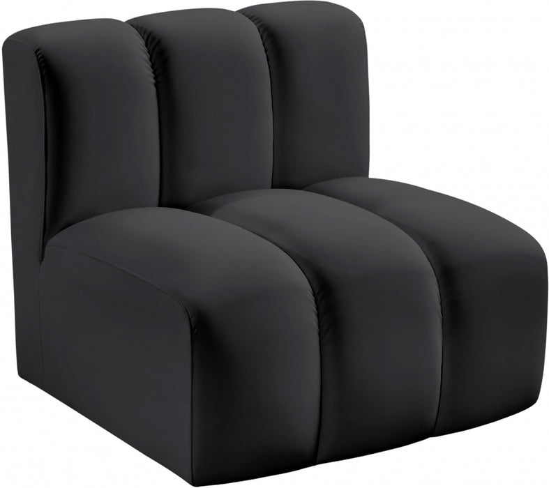 Meridian Furniture - Arc Vegan Leather Modular Chair in Black - 101Black-ST - GreatFurnitureDeal