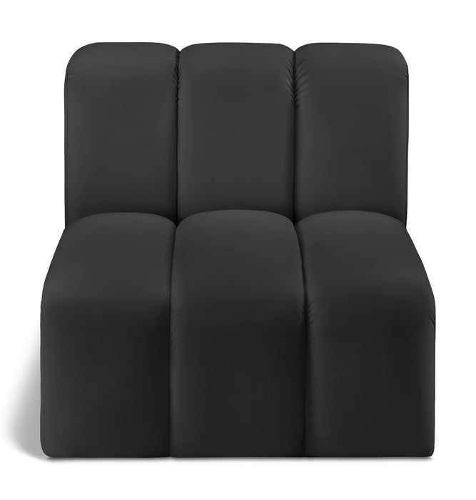 Meridian Furniture - Arc Vegan Leather Modular Chair in Black - 101Black-ST - GreatFurnitureDeal