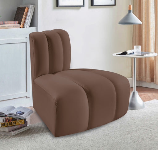 Meridian Furniture - Arc Vegan Leather Modular Chair in Brown - 101Brown-RC - GreatFurnitureDeal