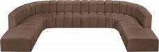 Meridian Furniture - Arc Vegan Leather Fabric 10 Piece Sectional in Brown - 101Brown-S10A - GreatFurnitureDeal