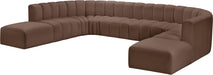 Meridian Furniture - Arc Vegan Leather Fabric 10 Piece Sectional in Brown - 101Brown-S10A - GreatFurnitureDeal