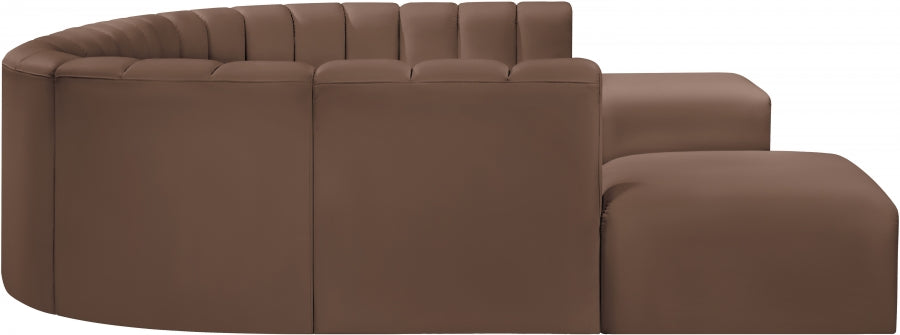 Meridian Furniture - Arc Vegan Leather Fabric 10 Piece Sectional in Brown - 101Brown-S10A - GreatFurnitureDeal